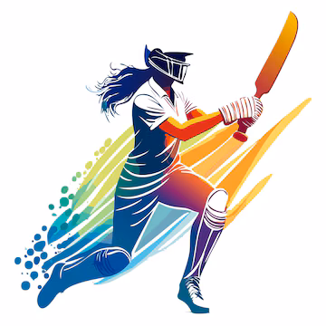 Illustration of a female cricketer batting